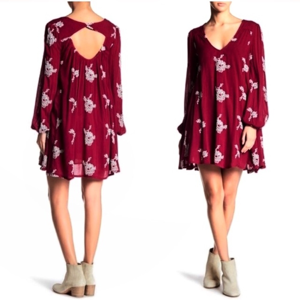 FREE PEOPLE EMBROIDERED EMMA SWING DRESS